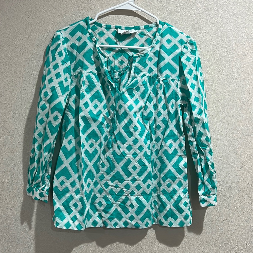 Vineyard Vibes teal and white tunic